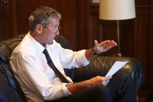 WAYNE GLOWACKI / WINNIPEG FREE PRESS    Manitoba Premier Brian Pallister interviewed in his office.  Nick Martin/Kristin Annable  stories August 9 2016