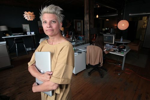 PHIL HOSSACK / WINNIPEG FREE PRESS -  Suzanne Braun of Quipped Interactive poses in their downtown office space Wednesday. See Martin Cash story.   August 10, 2016