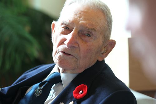 RUTH BONNEVILLE / WINNIPEG FREE PRESS  Portraits of WW2 vet Richard Sellen at his retirement residence in Oakbank Maniboa with photos of him while he was in service.      Sellen was a WW2 bomber pilot who has been part of the Follow-Up study for the last seven decades.   See Kevin Rollason story  Aug 09, 2016