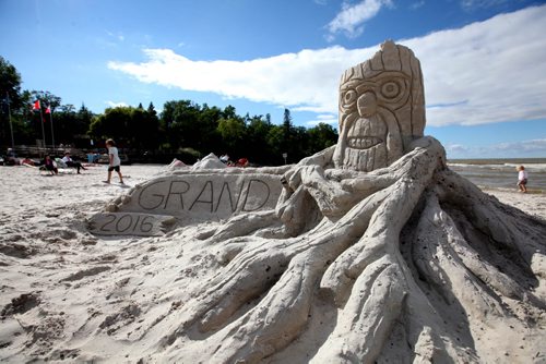 RUTH BONNEVILLE  / WINNIPEG FREE PRESS  (3rd  place winner - Forest Stump) Twenty four groups took part in the Grand Beach annual International Sand Castle Competition Saturday raising $2,000.00 for Macdonald Youth Services Mental Health Awareness Education.  Patrick Petrucka has organized the event for the past 5 years but it has been an annual event for over 50 years always taking place on the 2nd Saturday in August.    Standup photos   Aug 13 / 2016