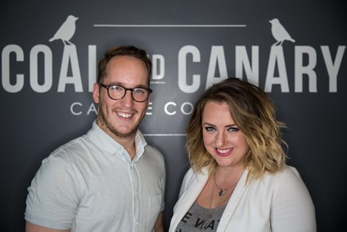 MIKE DEAL / WINNIPEG FREE PRESS Tom Jansen and Amanda Buhse are co-founders of the now-ubiquitous Coal & Canary Candle Co., a local business who has leveraged Instagram in a big way. They just opened a new office/production house on Sanford Street to meet demand. 160810 - Wednesday, August 10, 2016