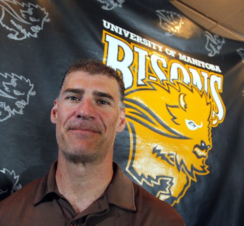 BORIS MINKEVICH / WINNIPEG FREE PRESS The Smittys Bison Sports weekly press conference at the Smittys Family Restaurant and Lounge (Pembina University location, 2835 Pembina) featuring Bison womens hockey head coach Jon Rempel. Here Rempel poses for a portrait at the end of the event. August 17, 2016