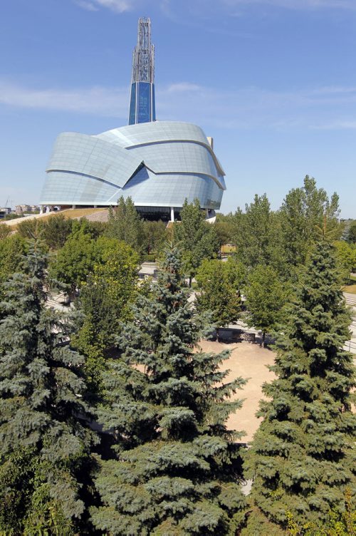 BORIS MINKEVICH / WINNIPEG FREE PRESS The Canadian Museum for Human Rights file photos. This photo taken from The top of The Forks parkade.  August 17, 2016