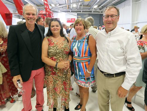 JASON HALSTEAD / WINNIPEG FREE PRESS  L-R: Winnipeg Free Press publisher Bob Cox, Lena Cox, Barb Christie and Dave Christie (RBC Wealth Management) at a fundraising dinner for the Shock Trauma Air Rescue Society (STARS) on Aug. 17, 2016, at the STARS hangar. STARS is a non-profit helicopter air ambulance organization that provides rapid and specialized emergency care and transportation for critically ill and injured patients. (See Social Page)