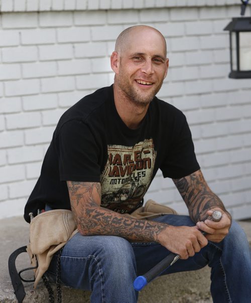 WAYNE GLOWACKI / WINNIPEG FREE PRESS   Joey Cowan is a reformed drug user and alcoholic, now working as a contractor and as an addictions counsellor.  His story of past drug use is a powerful entry into a story on how police can deal with marijuana and impairment in the post-legalization era.  Kelly Taylor story  August 19 2016