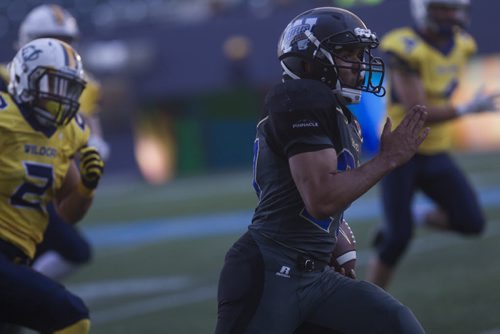 ZACHARY PRONG / WINNIPEG FREE PRESS  Winnipeg running back Michael Ritchott runs in for a touchdown on August 20, 2016 during a game against the Edmonton Wildcats.