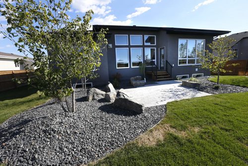 WAYNE GLOWACKI / WINNIPEG FREE PRESS   Homes.   The landscaping at the back of 34 Big Sky Drive in Oak Bluff West. The contact is Artista Homes sales rep Jennifer Gulay. Todd Lewys  story  August 22 2016