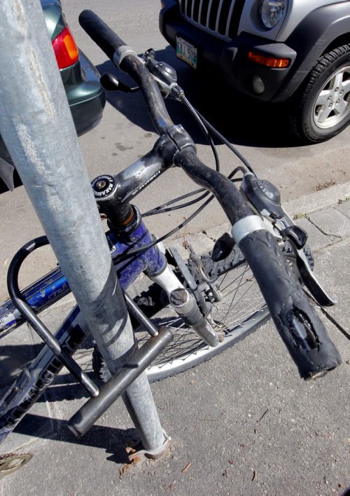 BORIS MINKEVICH / WINNIPEG FREE PRESS Illustrative photos of bikes locked up in Winnipeg. Photos taken on Sherbrook Street between Wolseley Ave. and Westminister Ave. Followup to the Bicycle Theft  Awareness/Prevention: Lock it, or lose it press conference. August 22, 2016