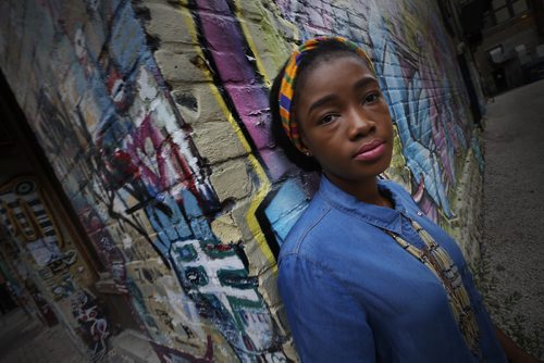 JOHN WOODS / WINNIPEG FREE PRESS Singer Kelly Bado is photographed for Exchange Sessions in downtown Winnipeg, Tuesday, August 23, 2016.