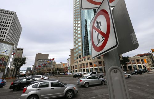 WAYNE GLOWACKI / WINNIPEG FREE PRESS    The CAA Manitoba survey released Thursday adds to the debate about the possibility of opening the famous Portage and Main intersection.¤  August 25 2016