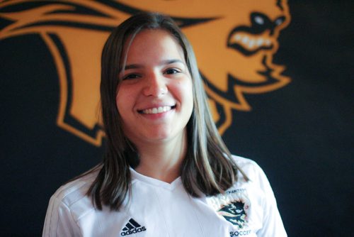 SCOTT BILLECK / WINNIPEG FREE PRESS Bisons soccer prodigy Bruna Mavignier is out to regain her league-leading scoring touch after an ACL injury cost her much of the 2015 season.  160825 - Thursday, Aug. 25, 2016