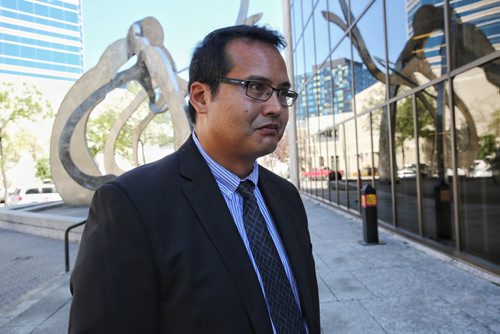 MIKE DEAL / WINNIPEG FREE PRESS  Pathologist Dr. Raymond Rivera leaves court after testifying in the Andrea Giesbrecht trial.   160829 Monday, August 29, 2016