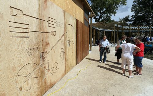 JASON HALSTEAD / WINNIPEG FREE PRESS  Attendees check out the park as the Henteleff Park Foundation held the grand opening of its interpretive centre at Henteleff Park at 1964 St. Mary's Rd. on Aug 27, 2016.   (See Social Page)