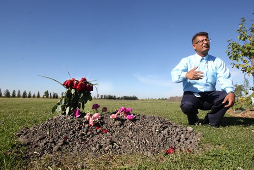 JOE BRYKSA / WINNIPEG FREE PRESS Abdul Aziz in the Muslim part of the Transcona cemetery- which is relatively new, Aug 30, 2016- (for Sanders Sacred  Ground cemeteries feature)