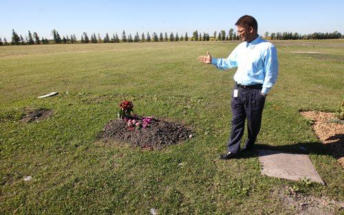 JOE BRYKSA / WINNIPEG FREE PRESS Abdul Aziz in the Muslim part of the Transcona cemetery- which is relatively new, Aug 30, 2016- (for Sanders Sacred  Ground cemeteries feature)