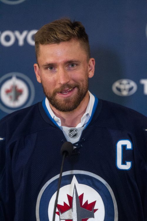 MIKE DEAL / WINNIPEG FREE PRESS The Winnipeg Jets announced that Blake Wheeler will be taking over the captaincy which has been empty since star forward Andrew Ladd was traded to the Chicago Blackhawks last season. 20160831 - Wednesday August 31, 2016