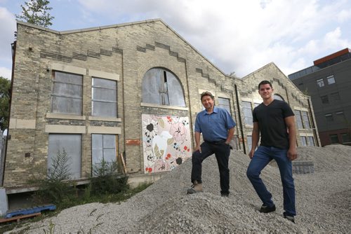 WAYNE GLOWACKI / WINNIPEG FREE PRESS  Business partners  Bryce Alston,right, and Rick Hofer at the James Avenue Pumping Station located at  James St. and Waterfront Drive. They plan to convert it into a residential-retail-office complex. Aldo Santin story Sept. 1  2016