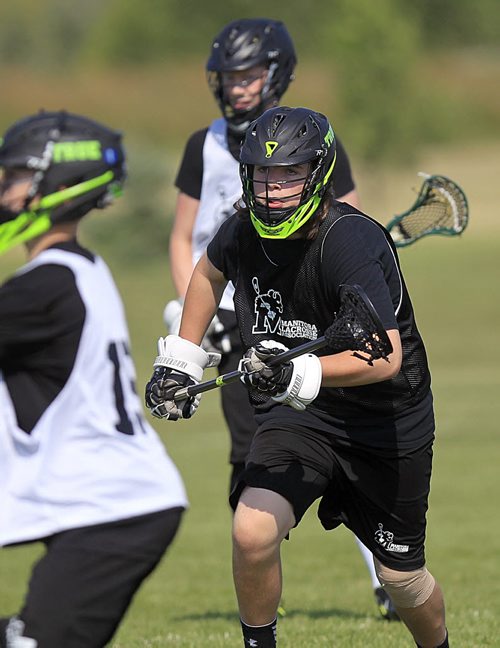 PHIL HOSSACK / WINNIPEG FREE PRESS - 15 and Under lacrosse, Cam Stucky  takes care of business  during the team workout Thursday. See Jason Bell story. September 1, 2016