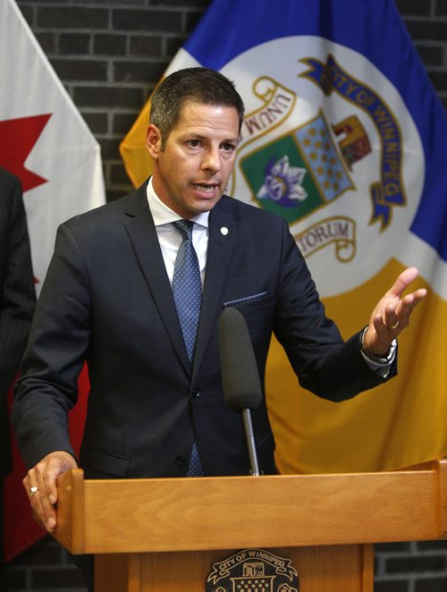 WAYNE GLOWACKI / WINNIPEG FREE PRESS Mayor Brian Bowman comments on the release of the consultant report examining growth and growth related costs in Winnipeg. Aldo Santin story Sept. 1  2016