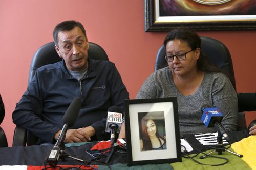 WAYNE GLOWACKI / WINNIPEG FREE PRESS   George and Melinda Wood, parents of Christine Wood make an urgent plea Tuesday to the public for their missing 21-year-daughter.  The news conference was held at the Manitoba Keewatinowi Okimakanak Inc.  Carol Sanders story Sept. 6 2016