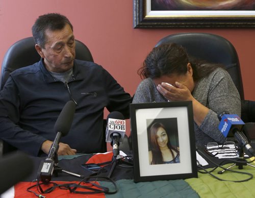 WAYNE GLOWACKI / WINNIPEG FREE PRESS George and Melinda Wood, parents of Christine Wood make an urgent plea Tuesday to the public for their missing 21-year-daughter. The news conference was held at the Manitoba Keewatinowi Okimakanak Inc. Carol Sanders story Sept. 6 2016