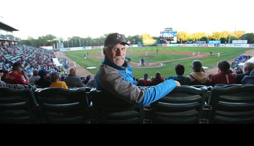 RUTH BONNEVILLE / WINNIPEG FREE PRESS

US Director who has been nominated for an oscar and two emmy awards is in Winnipeg making a Christmas movie.  He loves the city and loves the Goldeyes even more.  Photo taken at Friday nights Goldeyes game.  

September 9 2016
