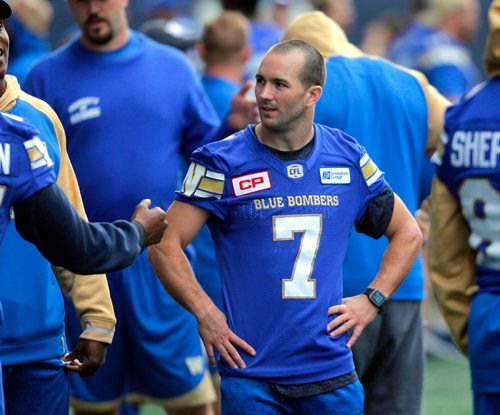 BORIS MINKEVICH / WINNIPEG FREE PRESS
SPORTS - Walk-thru practice at Investors Group Field. #7 Weston Dressler.  Sept. 16, 2016