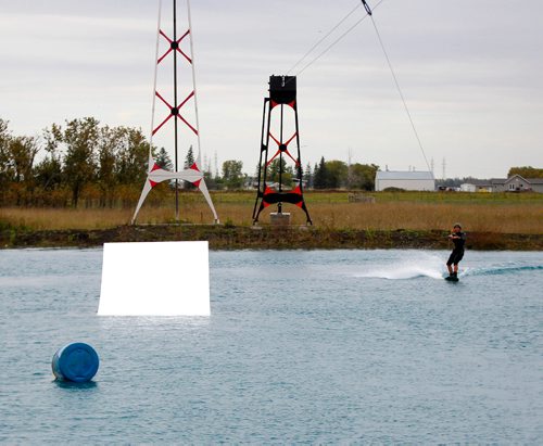 BORIS MINKEVICH / WINNIPEG FREE PRESS
BUSINESS - Konex Wakeparks make an innovative cable wakeboard system that they want to sell worldwide. Photo taken at  the Konex Research Facility on Hunter Road in Springfield, MB. Mike Fisette is a local wake boarder that demos the system. Martin Cash story. Sept. 16, 2016