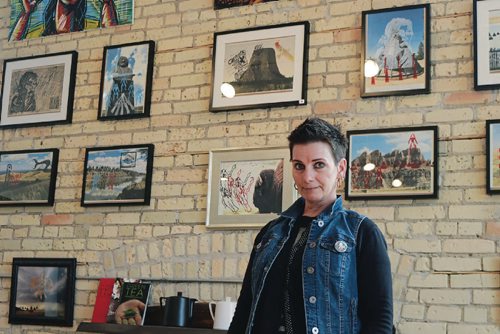 Canstar Community News Arlea Ashcroft stands in front of her art at the Amsterdam Tea Room on Sept. 13, 2016. (Ligia Braidotti/Canstar Community News)
