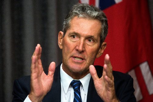 MIKE DEAL / WINNIPEG FREE PRESS
Premier Brian Pallister speaks about the release of the Auditor General report on the Manitoba East Side Road Authority Tuesday afternoon.
160920 - Tuesday, September 20, 2016 - 

