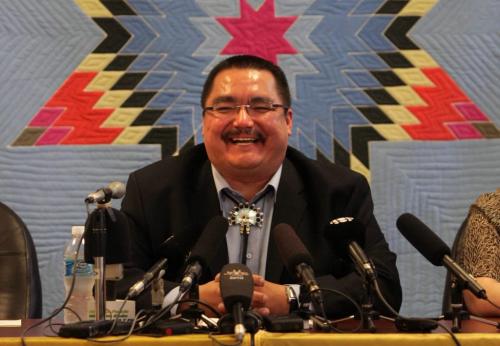 May 23, 2008: Winnipeg, MB  - Peguis Indian Band Chief Glenn Hudson at a new sconference to  announce agreement on financial terms of settlement of claim of Peguis First Nation's invalid surrender of St Peter's Reserve in 1907.   WAYNE GLOWACKI/WINNIPEG FREE PRESS