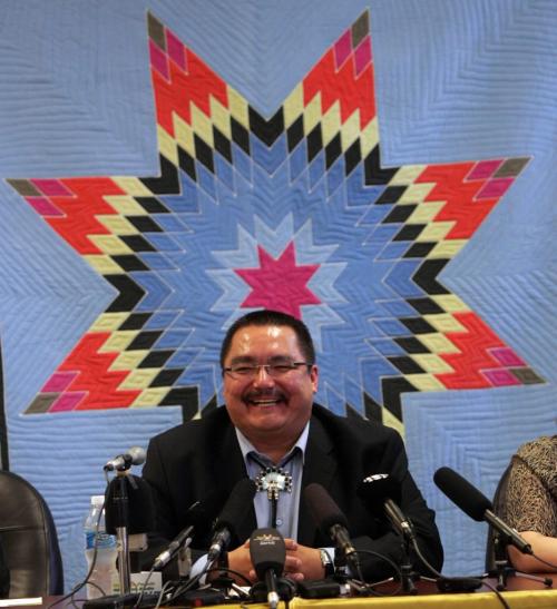 May 23, 2008: Winnipeg, MB  - Peguis Indian Band Chief Glenn Hudson at a news conference to  announce agreement on financial terms of settlement of claim of Peguis First Nation's invalid surrender of St Peter's Reserve in 1907.  WAYNE GLOWACKI/WINNIPEG FREE PRESS