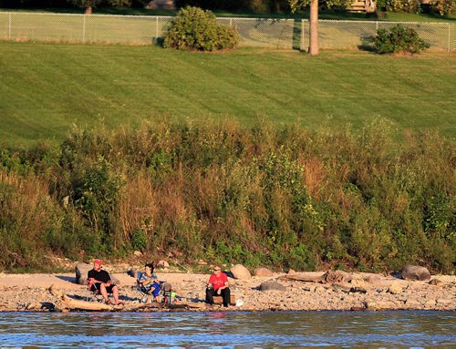 PHIL HOSSACK / WINNIPEG FREE PRESS - FISHERS - Land bound foshers cast and jig off the riverbank on the Red River near the Lockport Dam and locks.   September 20, 2016