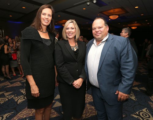 JASON HALSTEAD / WINNIPEG FREE PRESS

L-R: Esther Pallister (wife of Premier Brian Pallister), Manitoba Sport, Culture and Heritage Minister Rochelle Squires and Bombers president and CEO Wade Miller at the Winnipeg Blue Bombers Legacy Gala Dinner at the RBC Convention Centre Winnipeg on Sept. 21, 2016. (See Social Page)