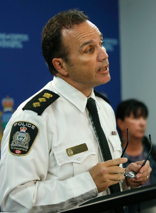 WAYNE GLOWACKI / WINNIPEG FREE PRESS

Winnipeg Police Deputy Chief Danny Smyth speaks at the Police news conference regarding the carfentanil seizure earlier this month. The news conference was held Thursday in the WPS Headquarters building.  Carol Sanders Sept. 29 2016