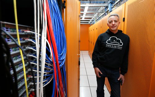 WAYNE GLOWACKI / WINNIPEG FREE PRESS

Les Bester runs a little home-made telecommunications company called Les.Net laying his own cables and providing telephone services to a few thousand customers and super high speed Internet to about 100 in the city. He is in his data centre with network cabling shown at left. Martin Cash story   Sept. 30 2016