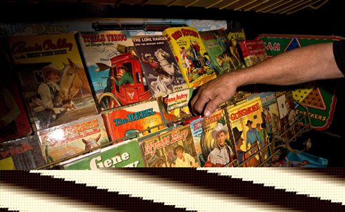 MIKE DEAL / WINNIPEG FREE PRESS
Edmund Jag has a collection of western comics and western paraphernalia in the basement of his home. He has an entire wing in his basement loaded with Rawhide Kid comics, Roy Rogers LPs, Lone Ranger lunch boxes and a wide assortment of toy capguns, holsters, etc.
161004 - Tuesday, October 04, 2016 - 

