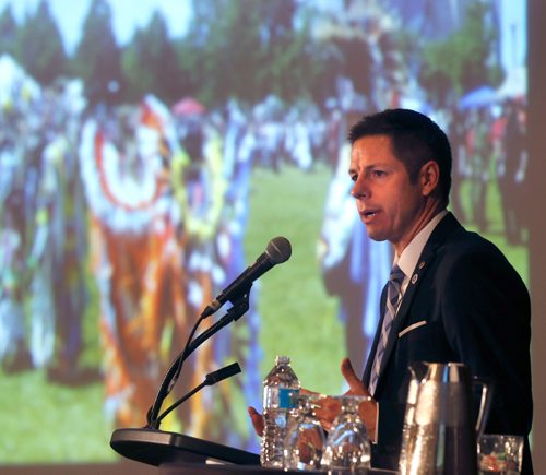 
WAYNE GLOWACKI / WINNIPEG FREE PRESS



Mayor Brian Bowman gives the keynote address to over 200 business and government leaders attending the Deloitte 360 event held at the Delta Winnipeg hotel Thursday morning.   Kristin Annable story Oct. 6 2016