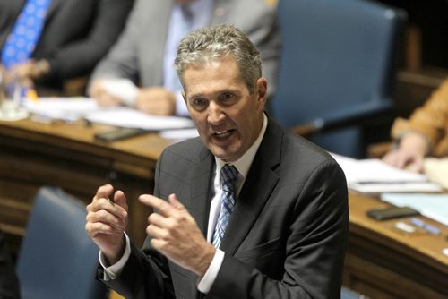 RUTH BONNEVILLE  /  WINNIPEG FREE PRESS

Premier Brian Pallister during question period during session at the Legislative Building Thursday.   


October 06, 2016