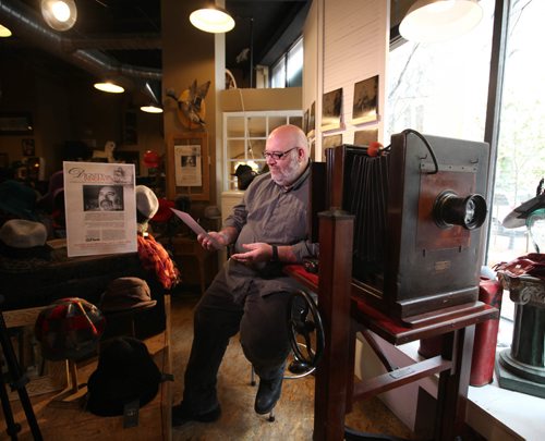 RUTH BONNEVILLE  /  WINNIPEG FREE PRESS

Portraits of photographer Jon Adaskin with his large format camera he used to create photographs of indigenous women on Wet plates for a project called "Dignity,The Strength of Indigenous Women" which is on display at Haberdashery hat shop in the Exchange District. He chose this unique local to display his work because it's a analogy of the many hats indigenous women have worn to survive the many tragedies they have had to overcome.   

October 06, 2016
