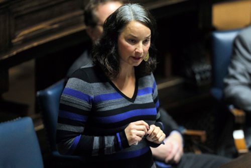 BORIS MINKEVICH / WINNIPEG FREE PRESS
Question period at the Manitoba Legislature. NDP's Nahanni Fontaine. Oct. 11, 2016