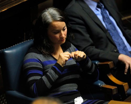 BORIS MINKEVICH / WINNIPEG FREE PRESS
Question period at the Manitoba Legislature. NDP's Nahanni Fontaine. Oct. 11, 2016