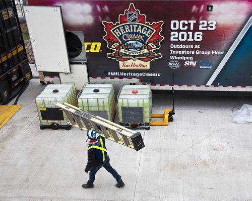 MIKE DEAL / WINNIPEG FREE PRESS
The state-of-the-art ice-making and ice-monitoring equipment housed in a 53-foot trailer which will be used to create the NHL-caliber sheet of ice in the middle of Investors Group Field for the upcoming NHL Heritage Classic which takes place Sunday, October 23, 2016.
161011 - Tuesday, October 11, 2016 - 

