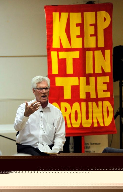 BORIS MINKEVICH / WINNIPEG FREE PRESS
Natural Resource Minister Jim Carr holds a town hall at Fort Garry Community Centre in Winnipeg. Protestors were given the freedom to go right up front with Carr. Oct. 13, 2016