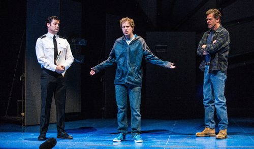 MIKE DEAL / WINNIPEG FREE PRESS
John Ullyatt as Roger Shears (left), Edmund Stapleton as Christopher Boone (centre) and David W. Keeley as Ed Boone (right) during a media call for the upcoming RMTC production of The Curious Incident of The Dog in The Night-Time, at the John Hirsch Mainstage. The show runs from October 19 - November 12, 2016.
161018 - Tuesday, October 18, 2016
