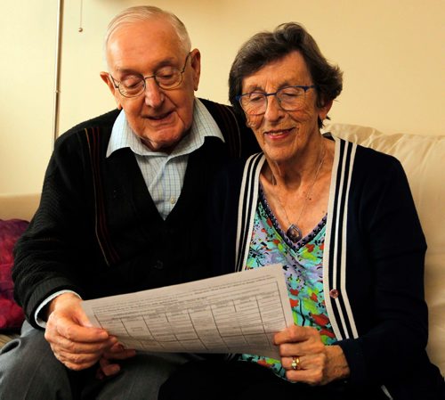 BORIS MINKEVICH / WINNIPEG FREE PRESS
Portrait of Viv Rees, left, and his wife Sheila Rees, 83, who has  vascular dementia. Viv is her caregiver. He went to a conference for caregivers that gave him a lot of info and peace of mind. For story about the coming surge of Manitobans with dementia. Photo taken at Linden Wood Manor. Carol Sanders story.  Oct. 21, 2016