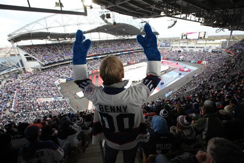 
RUTH BONNEVILLE / WINNIPEG FREE PRESS

Paul Benson, who claims to be the Winnipeg Jets mascot "Benny" during the 1987 - 92 seasons, wears his Benny gloves while watching the game from high up in the north-west stands during the Winnipeg Jets Alumni game against the Edmonton Oilers at Investors Group Stadium Saturday.  


October 22, 2016