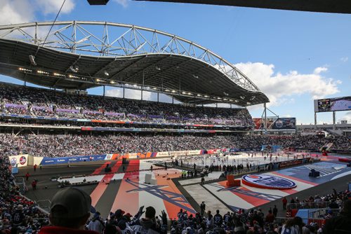 MIKE DEAL / WINNIPEG FREE PRESS
Fans start to fill the seats prior to the start of the NHL game between the Winnipeg Jets and the Edmonton Oilers at Investors Group Field.
161023 - Sunday October 23, 2016