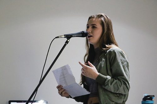 Canstar Community News Allisa Darling sang to the crowd at the official opening of the new NorWest Co-op Community Health youth mental health service on Oct. 18, 2016.