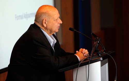 BORIS MINKEVICH / WINNIPEG FREE PRESS
Winnipeg Regional Health Authority (WRHA) Board Chair Robert (Bob) Brennan extended his greetings and talks to the people attending. Meeting was held in the Canad Inns HSC. Oct. 25, 2016